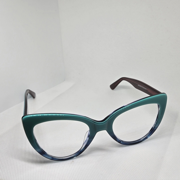 Stylish Teal and Brown Cat-Eye Glasses - Picture 5 of 8
